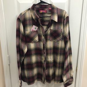 Women’s flannel shirt - Burgundy and tan